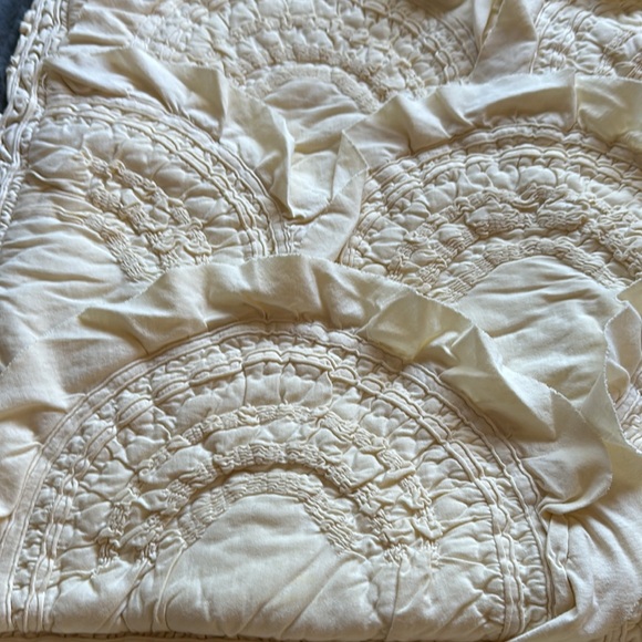 2 Anthropologie standard ruffle “Rivulet” shams in a creamy pale yellow color. - Picture 16 of 16